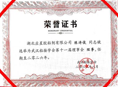 膠黏協(xié)會榮譽(yù)證書